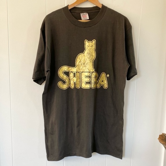 Vintage Sheba Single Stitch Cat Food Metallic USA Logo Shirt T-Shirt Rare Grey - Picture 2 of 13